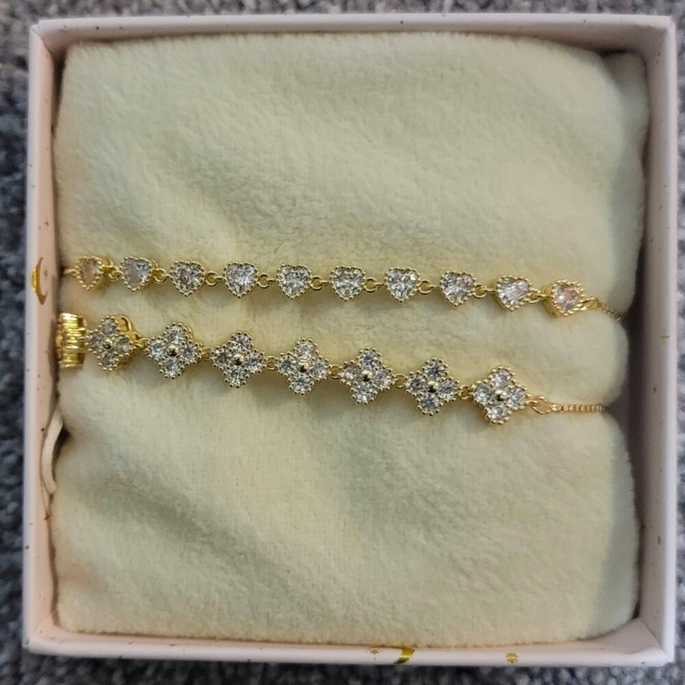 EyeCandy Gold Tone Bracelet, 2 Pairs